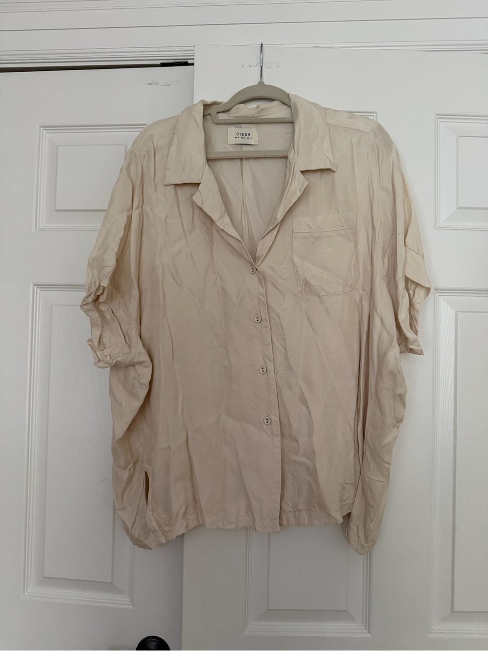 DISSH Cream Button-Up Silk Blend Shirt